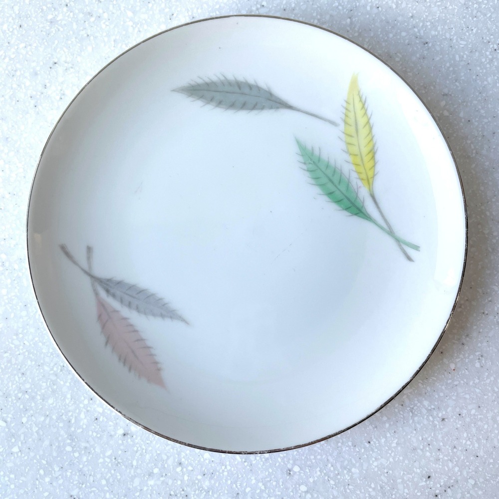 Cottagecore Zen Feather L&M Fine China Japan Delice Plate Vintage MCM 6.25 Inch